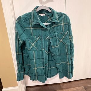 La Hearts Teal and Yellow Plaid Shirt